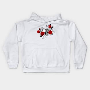 Mechanical Heart with Red Roses Kids Hoodie